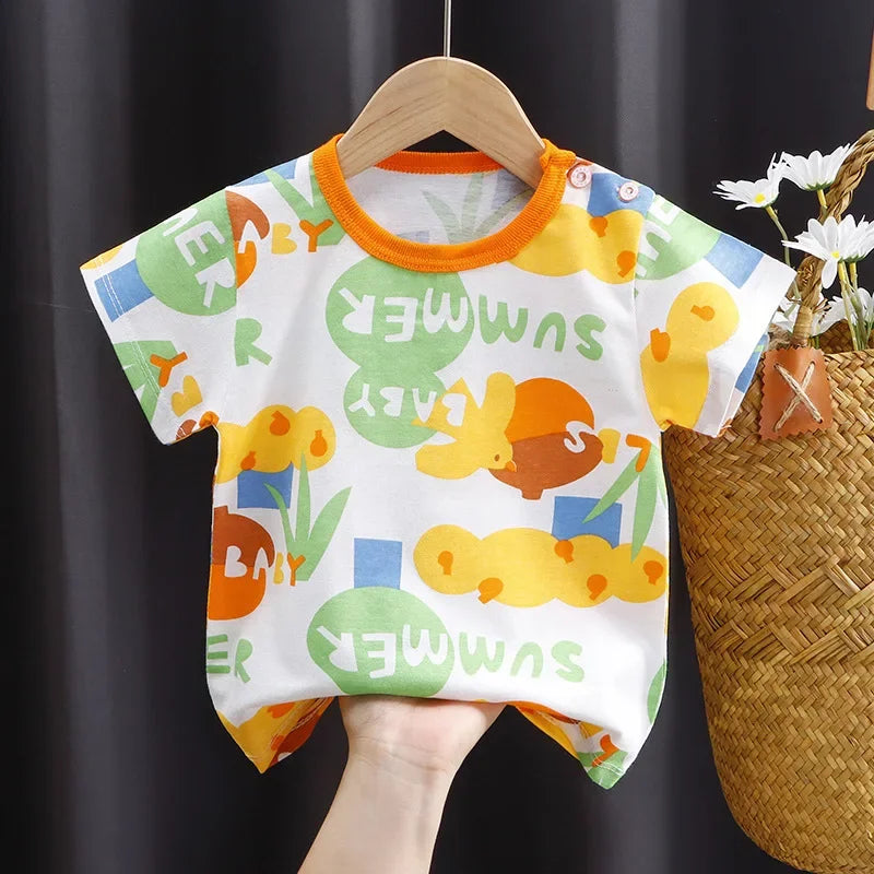 Kids Cartoon Cotton T-Shirt – Soft Summer Tee for Babies and Toddlers, Unisex Casual alternate view