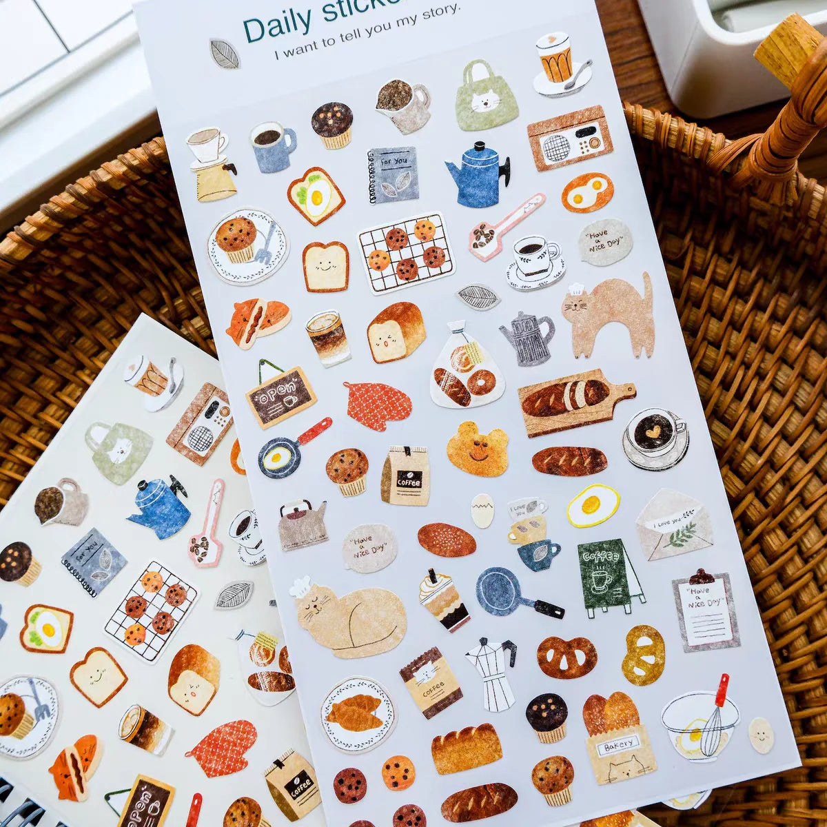 Coffee House Sticker Pack | 50pcs Korean Style Journal Decor close-up view