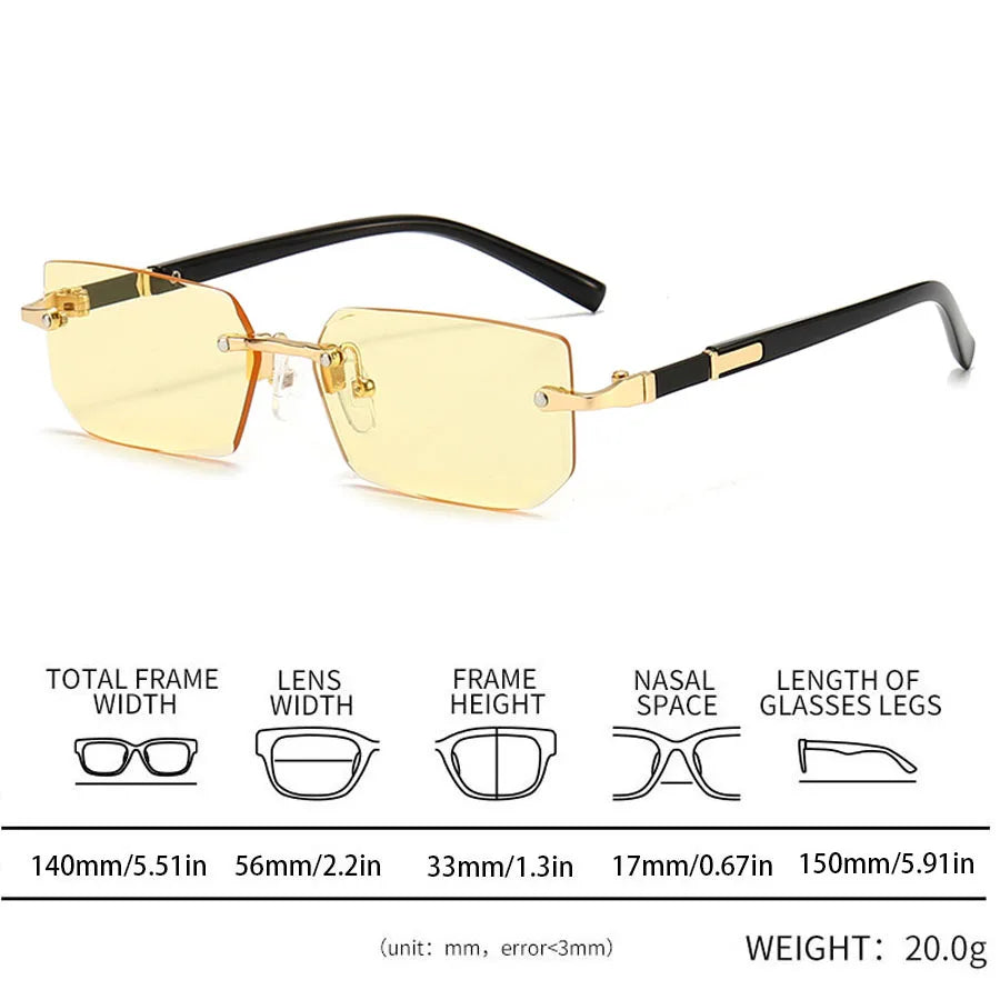 Business Rectangle Gradient Lenses Unisex Sunglasses Women Men Colored Lenses Metal additional angle