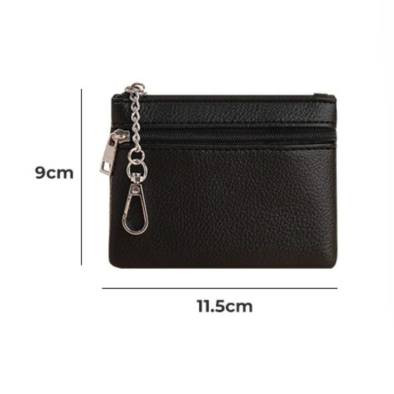 Mini Leather Card Holder Wallet | Compact Zipper Coin Purse for Women lifestyle view