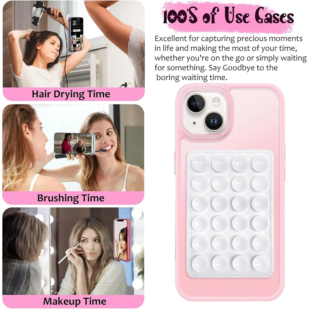 Candy Color Silicone Suction Phone Case Mount Non Slip Suction Cup Phone Stand Silicone Phone Holder For Selfies and Videos