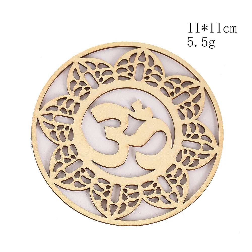 Wooden Sacred Geometry Wall Hanging | Rustic Yoga Meditation Decor additional angle