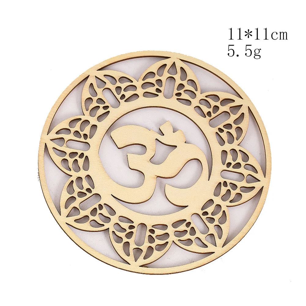 Wooden Sacred Geometry Wall Hanging | Rustic Yoga Meditation Decor additional angle