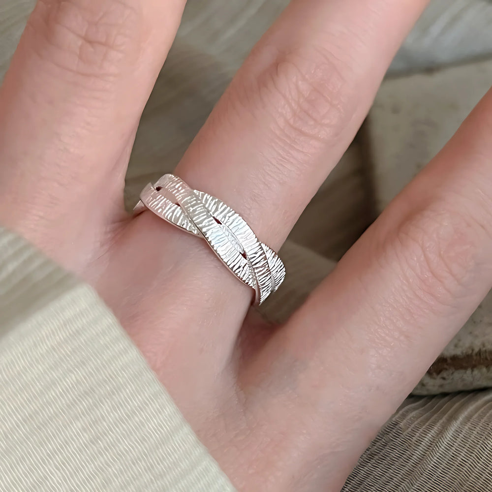 PANJBJ 925 Sterling Silver Frosting Geometry Ring for Women Wide Texture Versatile Handm detail view