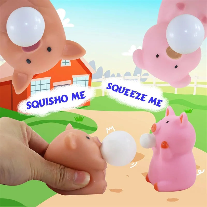 Piggy Capybara Fidget Squeeze Toy Cute Pig Squishy Toys Animal Spit Bubbles Stress Relief Toy Birthd