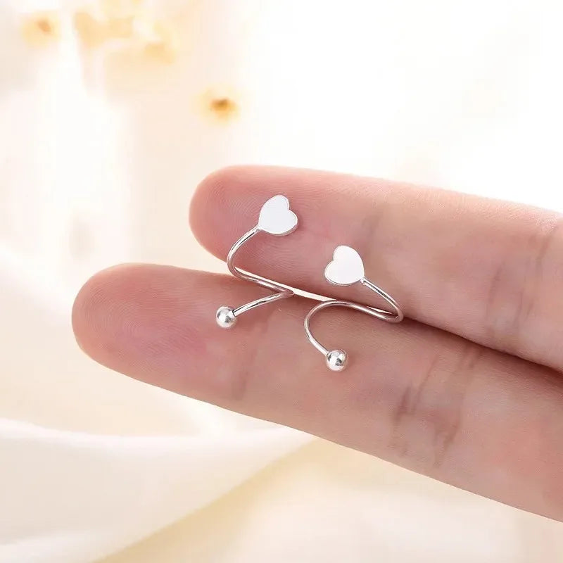 2pcs Stainless Steel Spiral Twisted Stud Earrings | Heart and Star Cartilage Jewelry lifestyle view