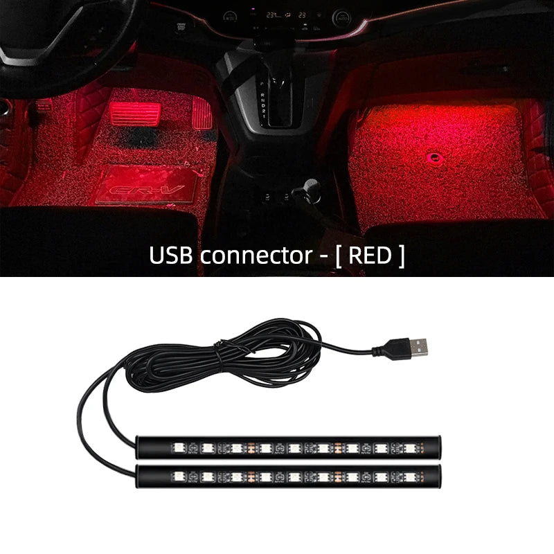 Neon 18 LED Car Interior Ambient Foot Light | USB Auto Atmosphere Decorative Lamp lifestyle view