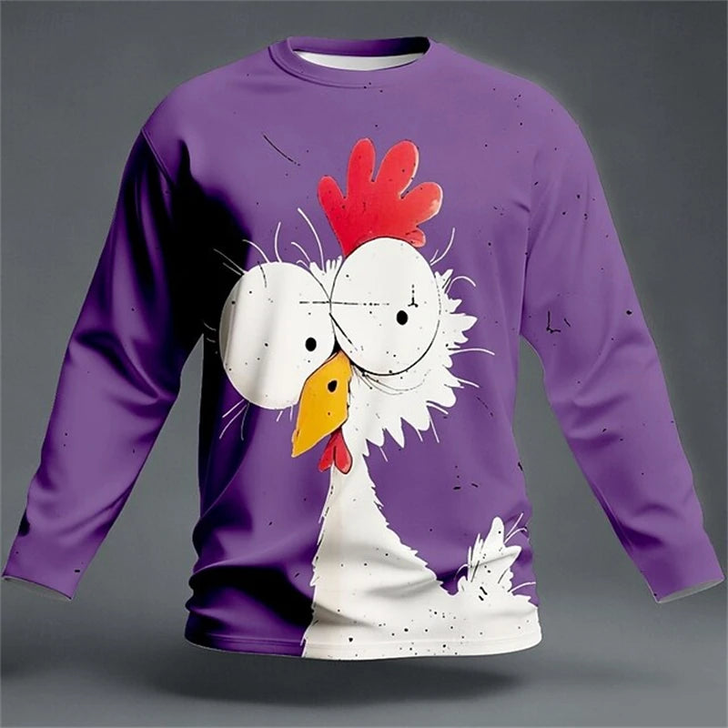 2026 Fun 3D Animal Print Men's T-Shirt Hip-Hop Streetwear Spring Oversized Fashion Cre close-up view