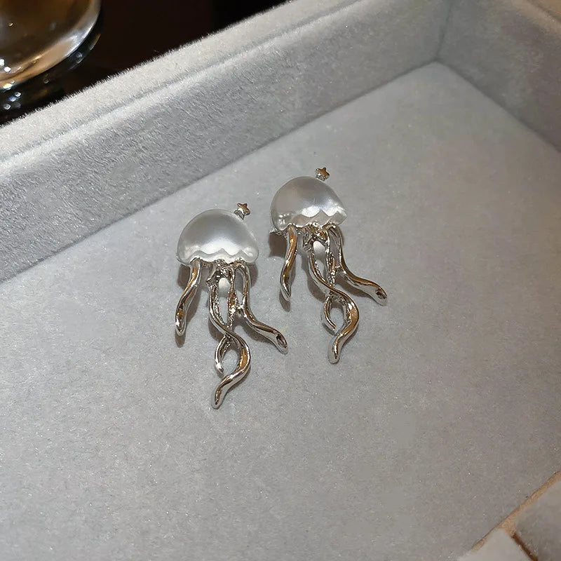 Korean Octopus Deep-Sea Jellyfish Elves Stud Earrings detail view