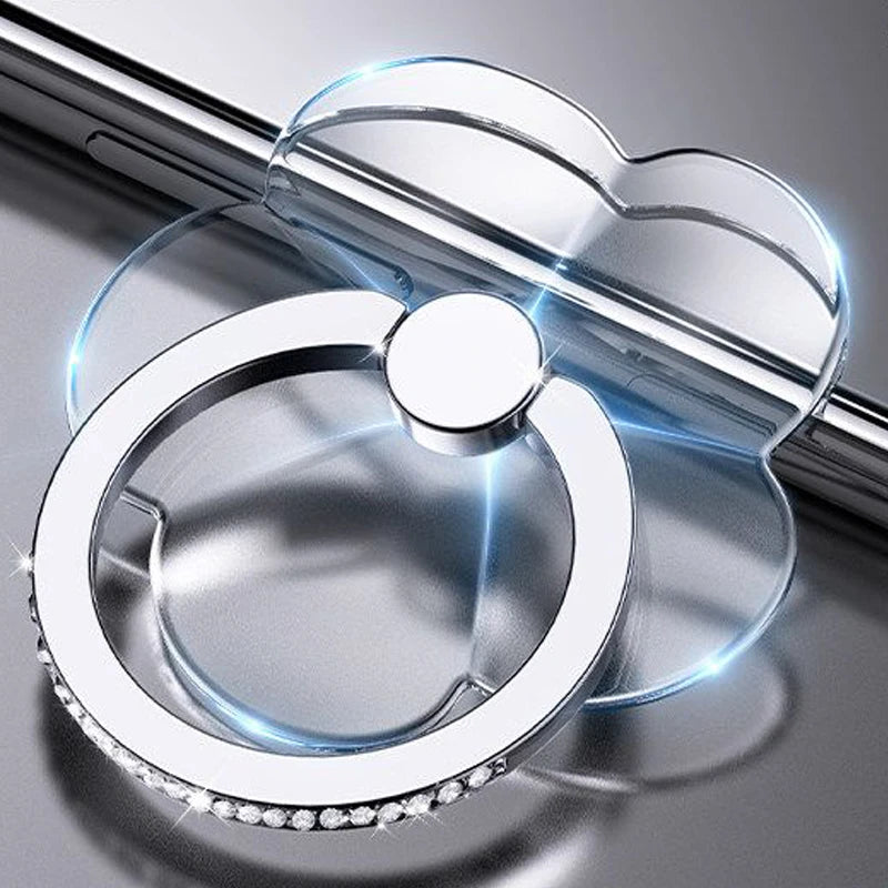Transparent Cell Phone Ring Holder Stand 360°Degree Rotation Clear Finger Grip Kickstand detail view