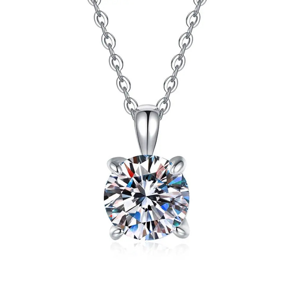 Mini Moissanite Real 925 Sterling Silver Pendant Necklace Female Clavicle Necklaces W lifestyle view