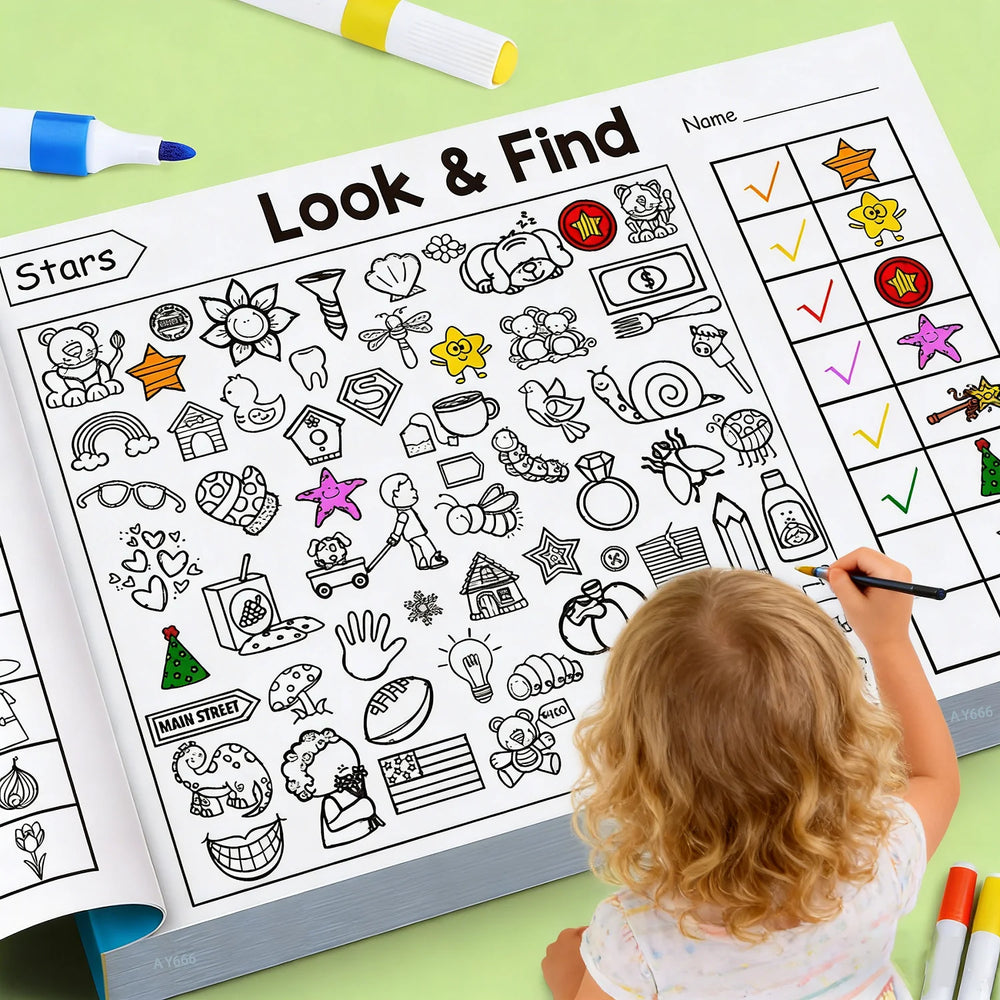 Look and Find Hidden Object Coloring Book for Kids Interactive Seek and Find Activity lifestyle view
