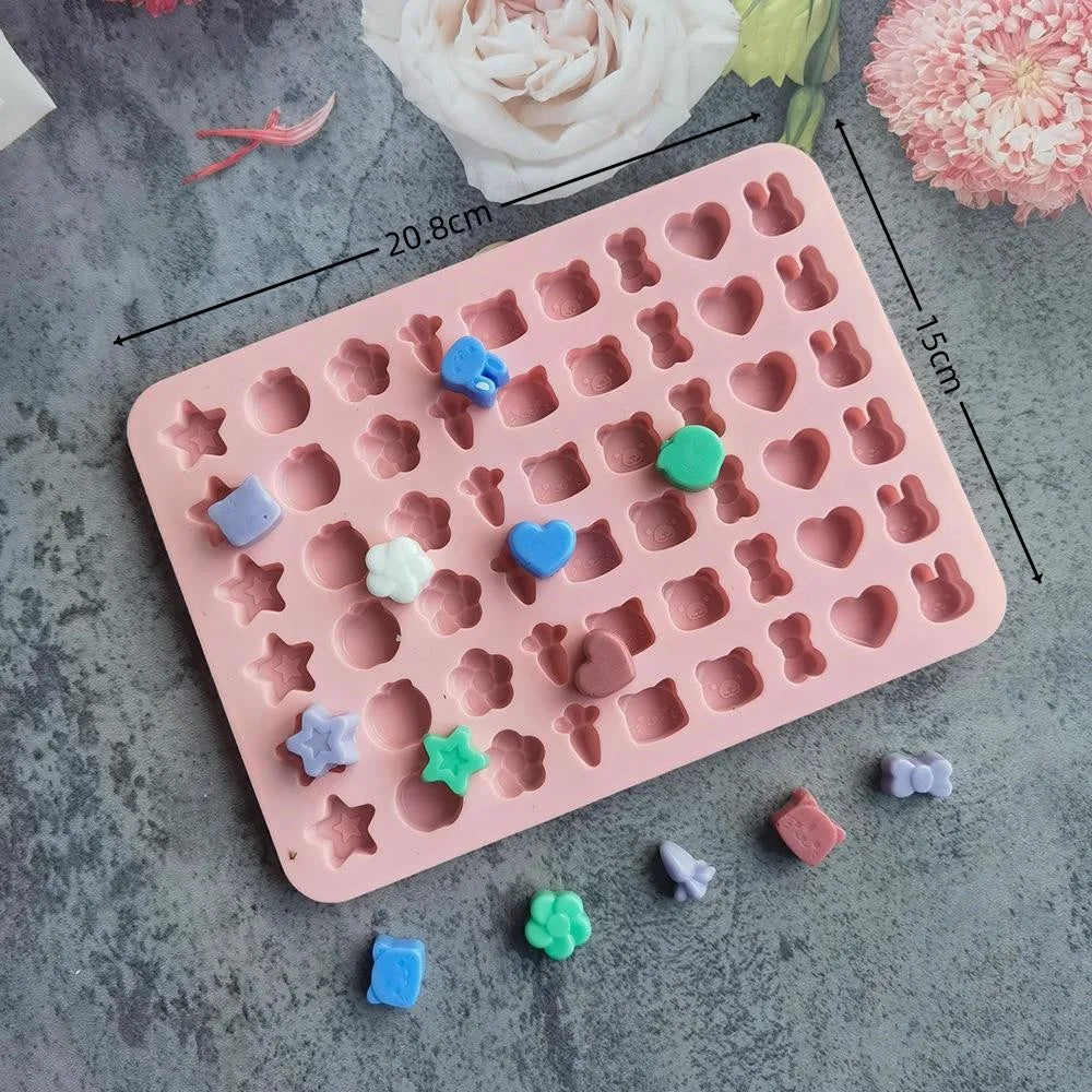 55 Piece Small Heart Shaped Silicone Cake Mold | Heart Chocolate Pastry Molds for DIY Ba detail view