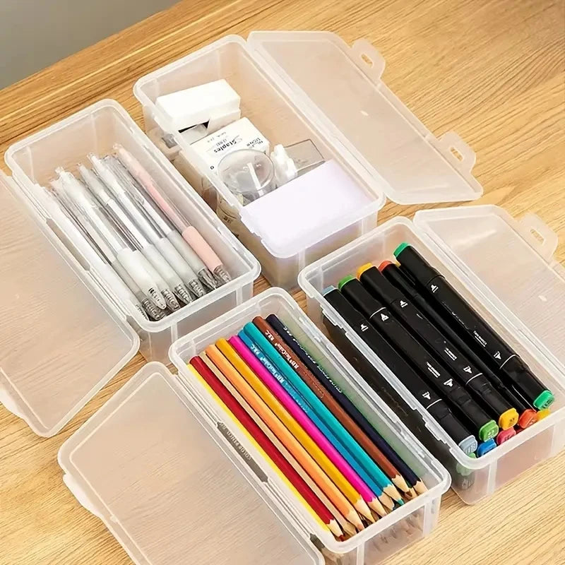 Plastic Pencil Box School Office Storage Organizer for Pens Markers Erasers alternate view