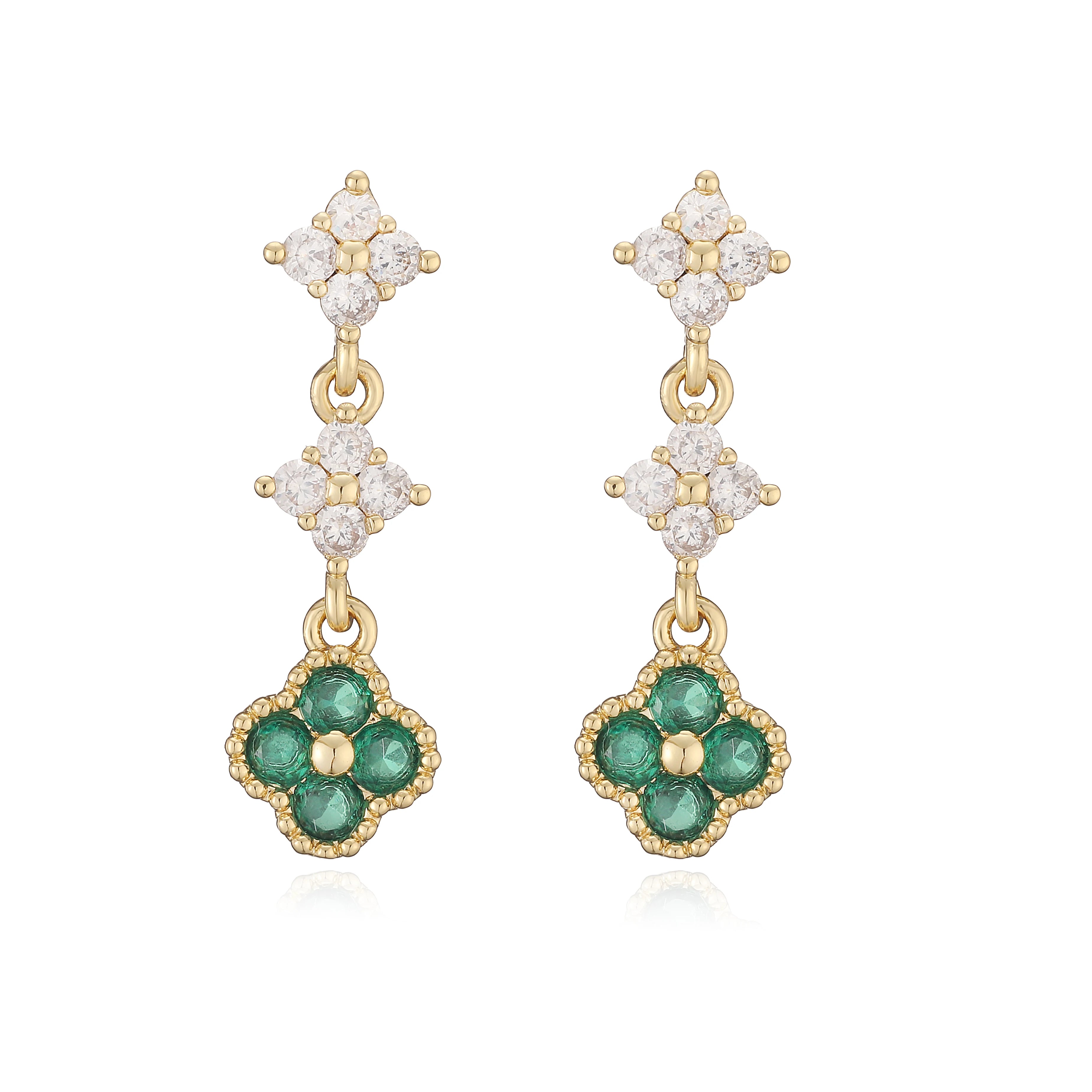 HECHENG,Sparkling Zirconia Stud Earrings Floral Tassel Earrings French Banquet Style lifestyle view