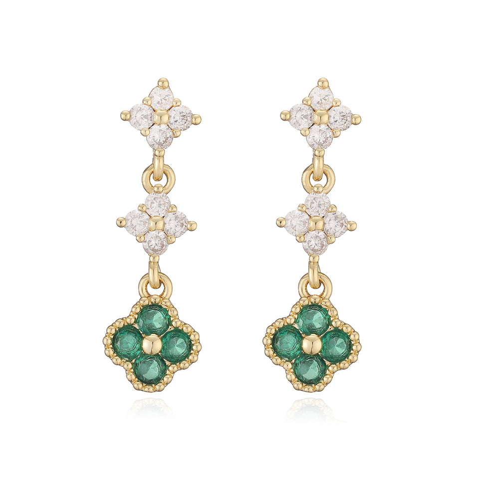 HECHENG,Sparkling Zirconia Stud Earrings Floral Tassel Earrings French Banquet Style lifestyle view