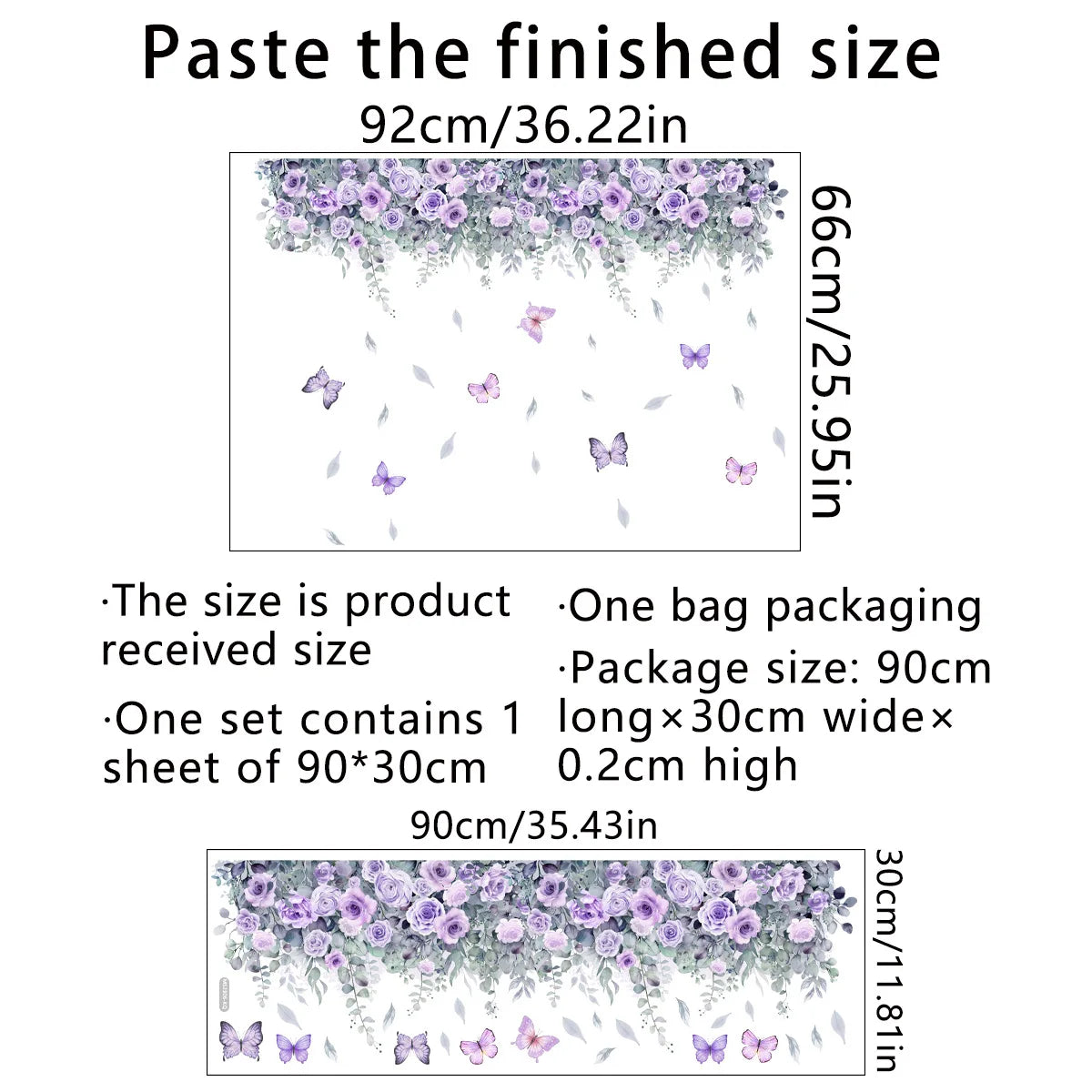 Purple Flower Wall Stickers Self Adhesive | Nordic Art Forest Butterfly Decals for Ki alternate view