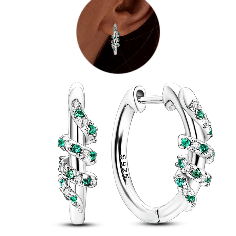 Hot Sale 925 Sterling Silver Heart Earrings Fit Original Charms Hoop Earrings For Wom lifestyle view
