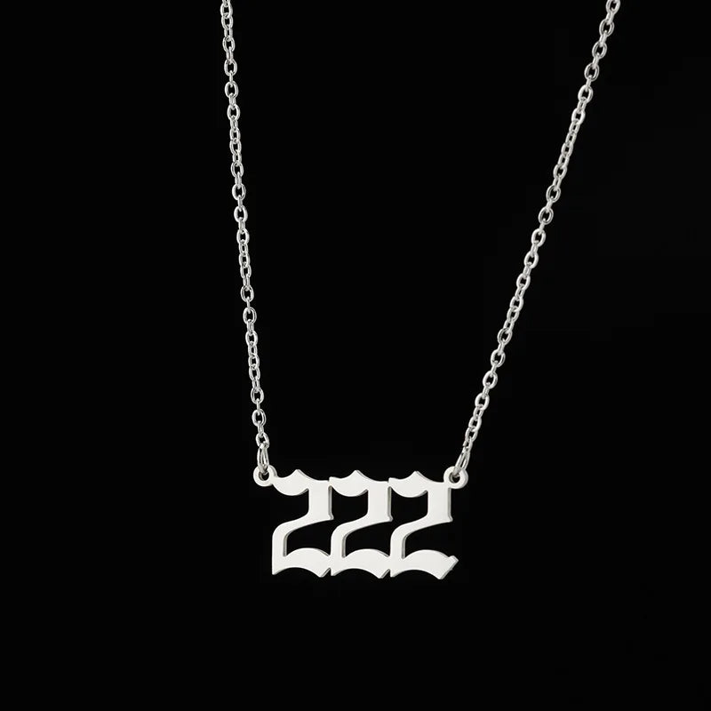 Stainless Steel Angel Number Lucky Numbers Necklaces 111 222 333 444 555 777 888 999 6 close-up view