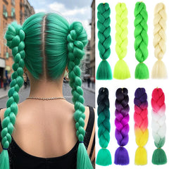 Synthetic 24Inch Jumbo Braids Extensions Long Yaki Straight Braiding Hair Afro Ombre Color Hair for