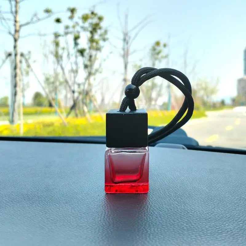 Square Glass Car Essential Oil Diffuser Pendant close-up view
