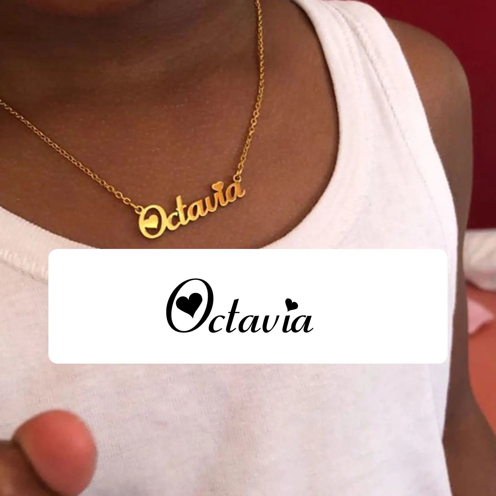 Personalized Name Necklace for Little Girl Boy | Stainless Steel Initial Customized Gi close-up view