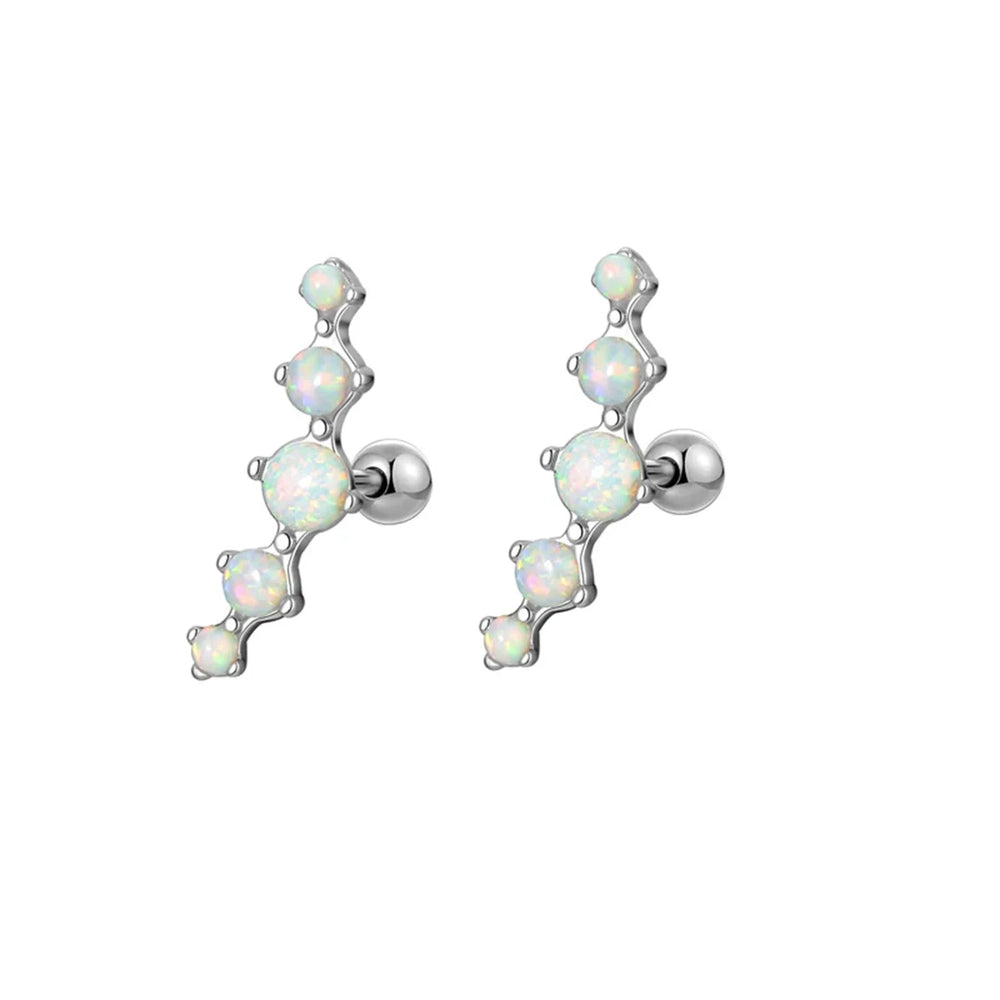 2pcs Hypoallergenic Stainless Steel Cartilage Stud Earrings,Eye Flame Moon Barbell Back detail view