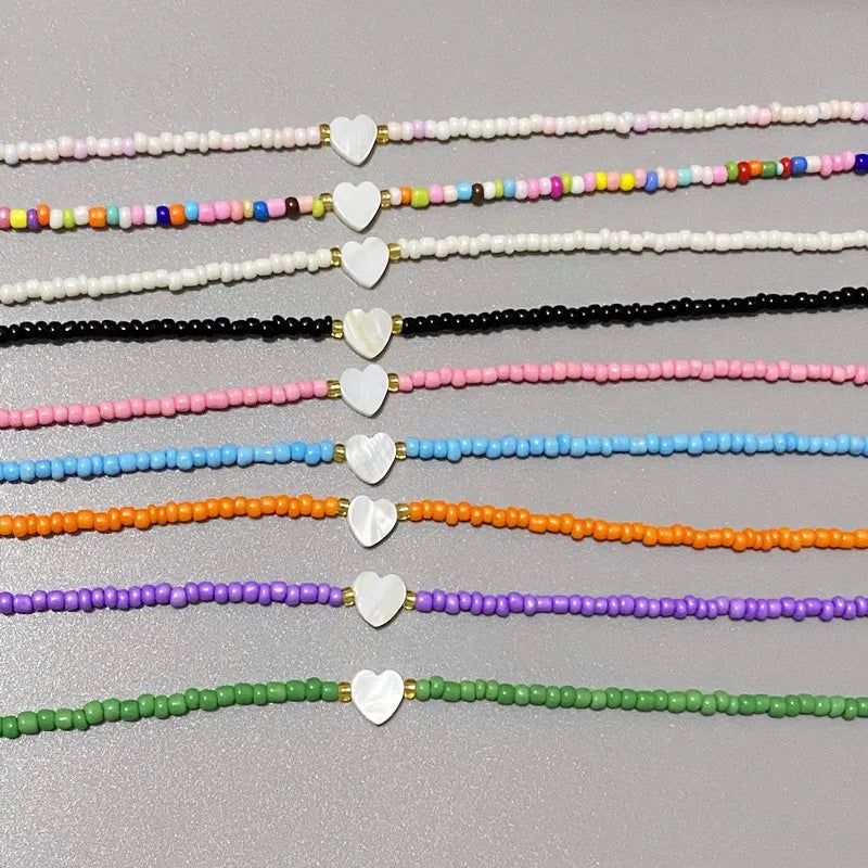 New Nature Shell Love Heart Choker Necklace for Girl Spring Summer Fashion Small Colorfu detail view