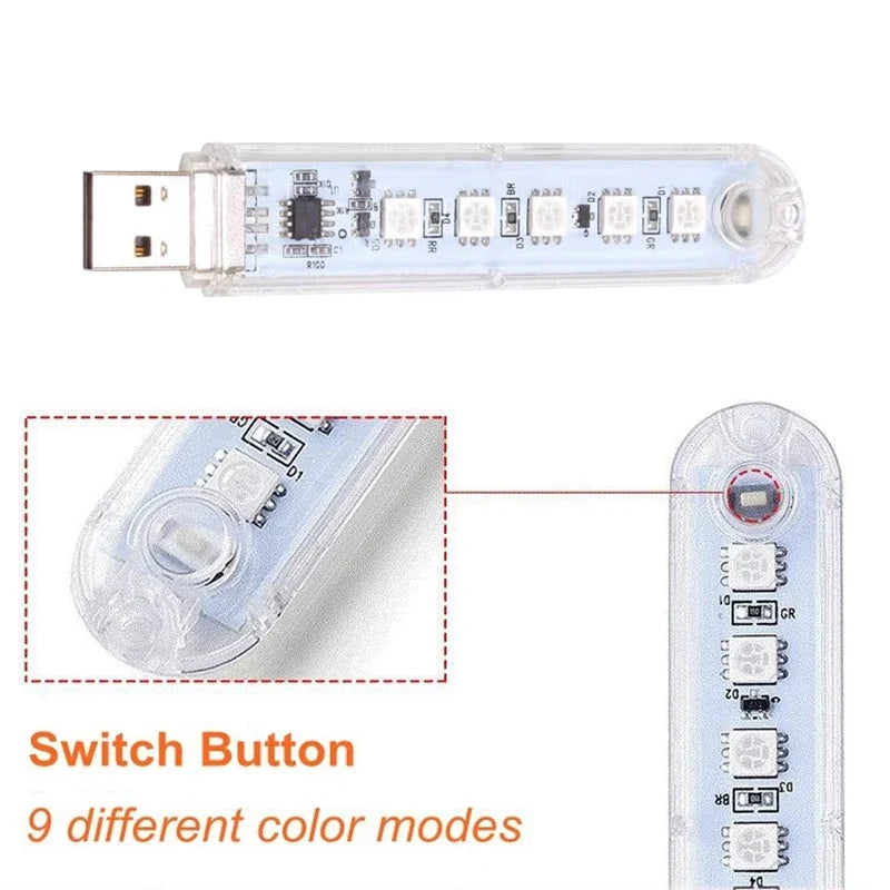 Mini USB LED Book Light | RGB Ultra Bright Reading Lamp with 3 Brightness Levels detail view