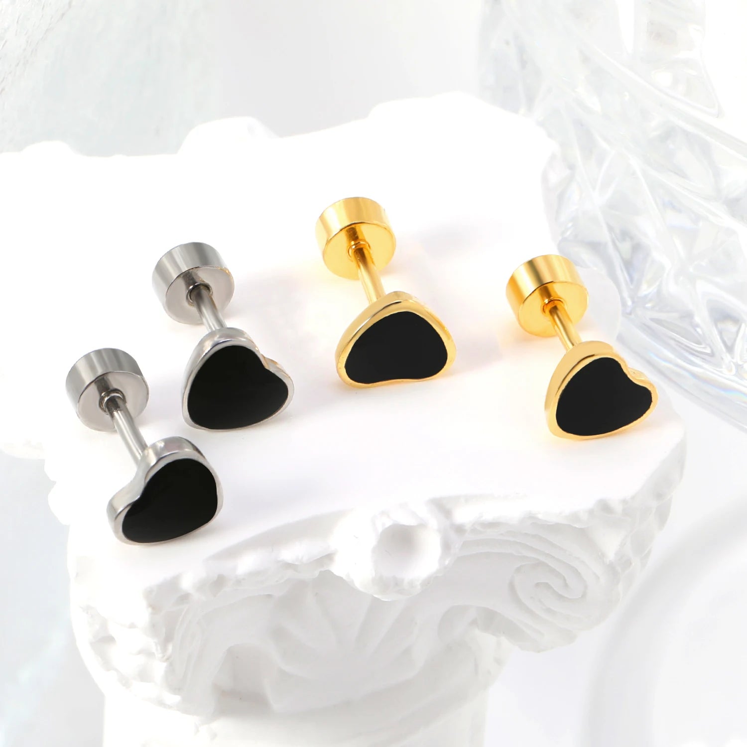 Cute Acrylic Animal Stud Earrings | Surgical Steel Hypoallergenic Earrings for Women and detail view