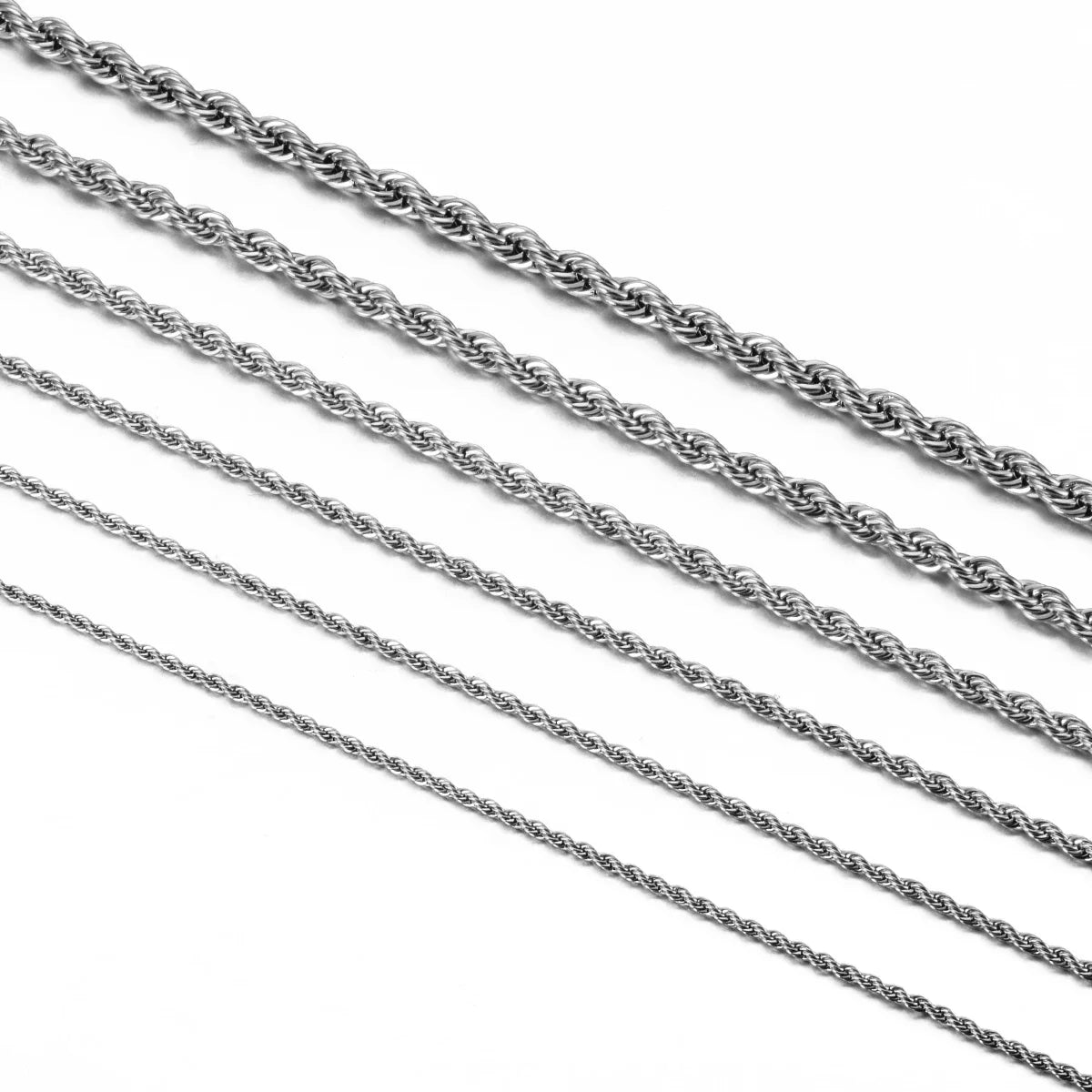 1 piece 925 sterling silver Width 2mm/3mm/4mm Rope Chain Necklace/Bracelet For Men additional angle