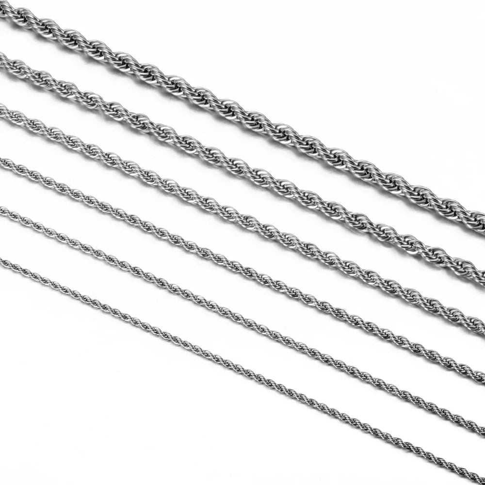 1 piece 925 sterling silver Width 2mm/3mm/4mm Rope Chain Necklace/Bracelet For Men additional angle