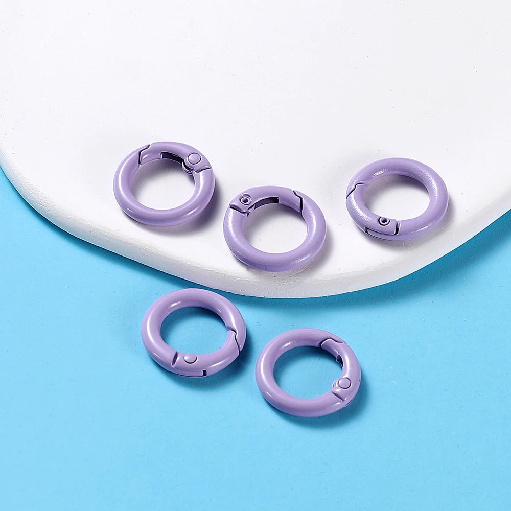 Ring Spring Clasp Openable Round Carabiner Keychain Clips Hook Dog Chain Jewelry Buckle detail view
