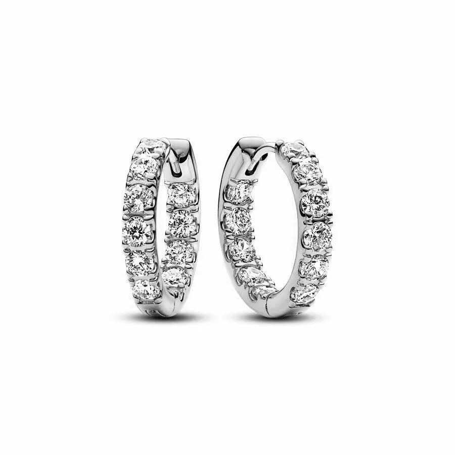 Hot Sell New 925 Silver hoop Moon Star Earrings White Stone Love Pendant DIY Jewelry For detail view