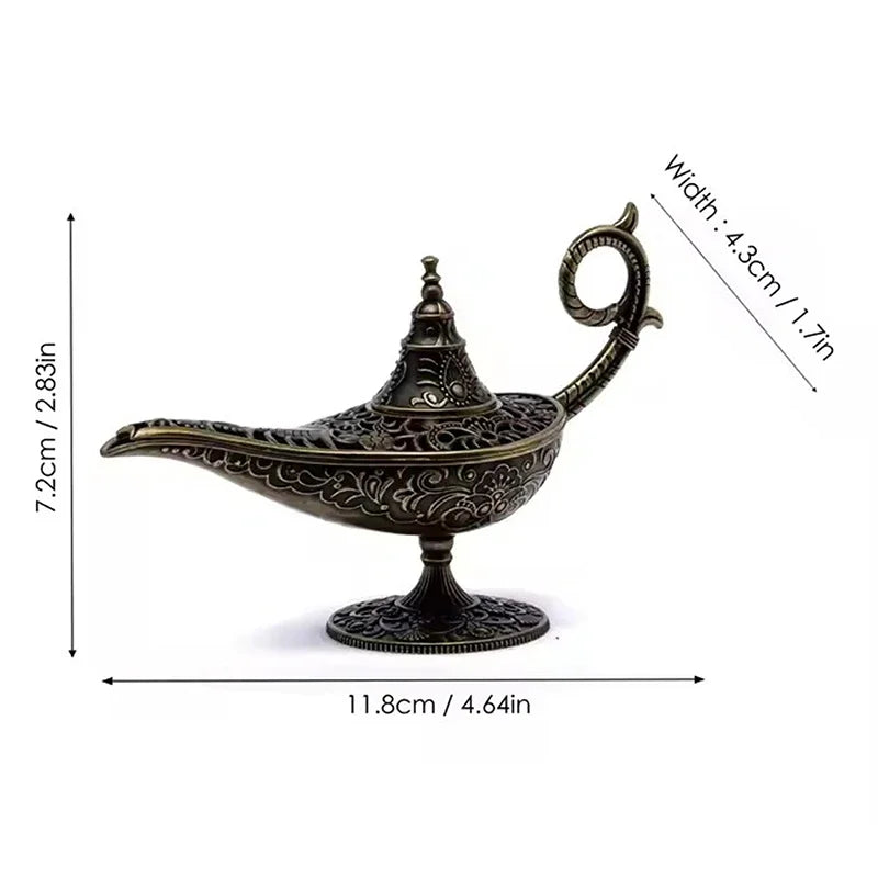 Antique Style Metal Incense Burner | Aladdin Lamp Candle Holder for Home Decor additional angle