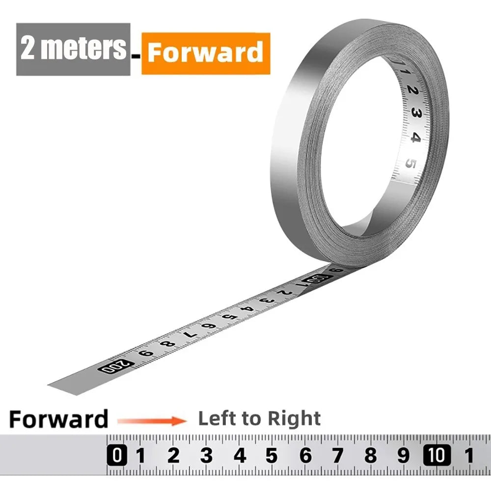 Self-Adhesive Stainless Steel Measuring Tape | 12mm Wide Workbench Ruler detail view