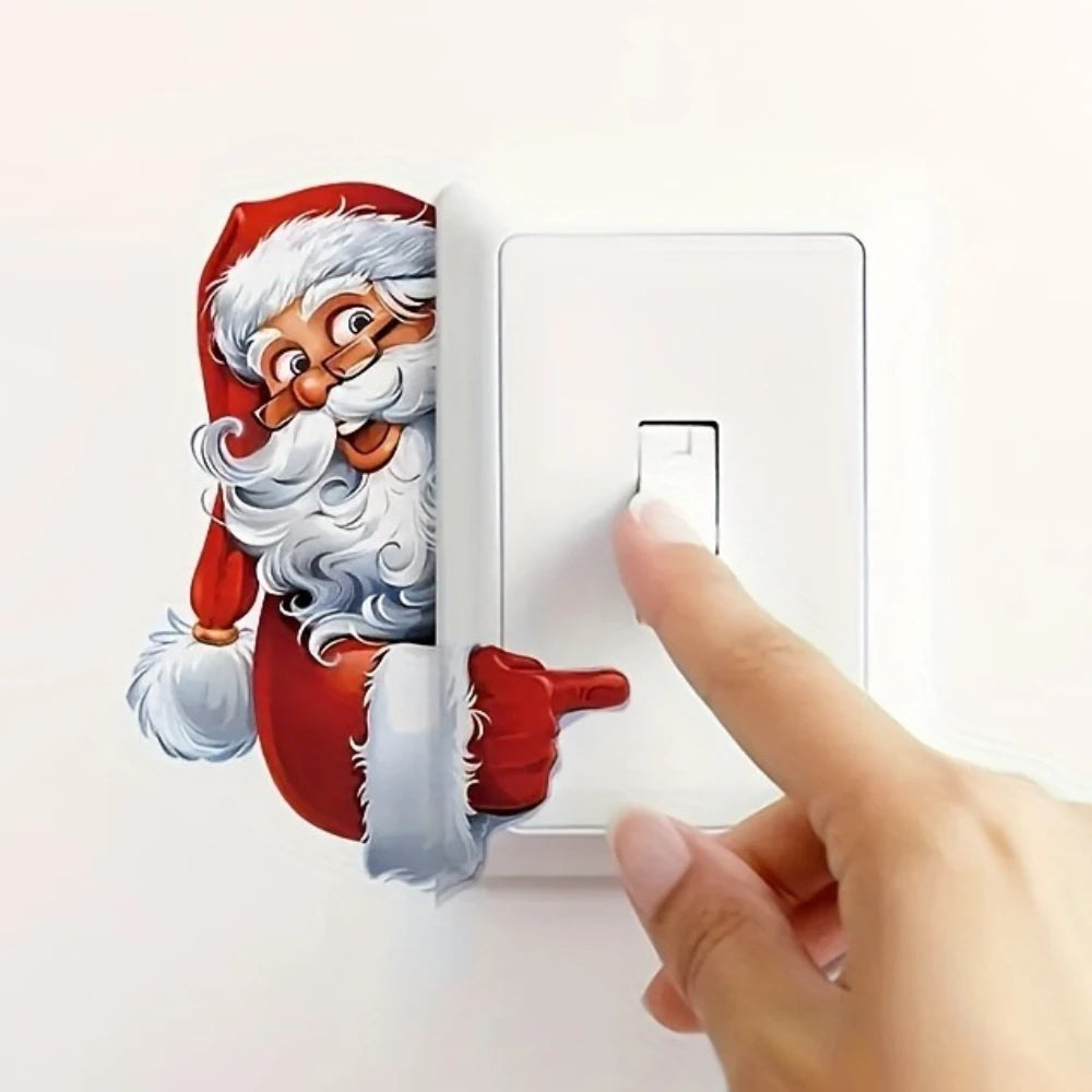 Santa Claus and Snowman Christmas Switch Sticker | Festive Self-Adhesive Wall Decal