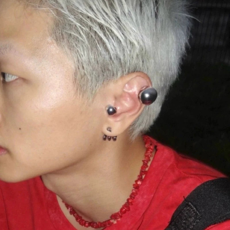 Punk C-Shaped Earrings | Geometric Hoops for Men and Women detail view
