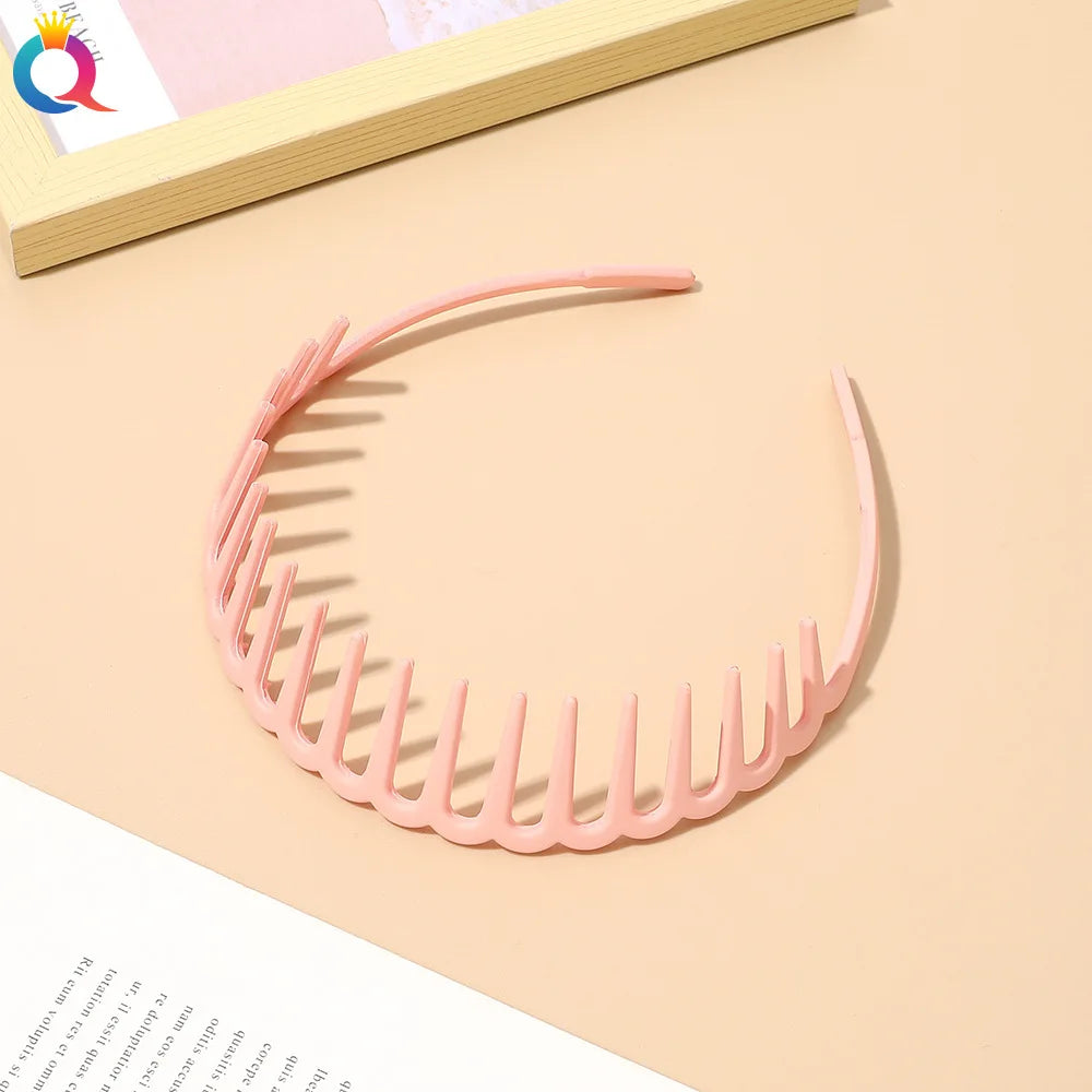 Korean Simple Headwear Hair Hoop Bezel with Teeth Headband Women Girl Solid Color R additional angle
