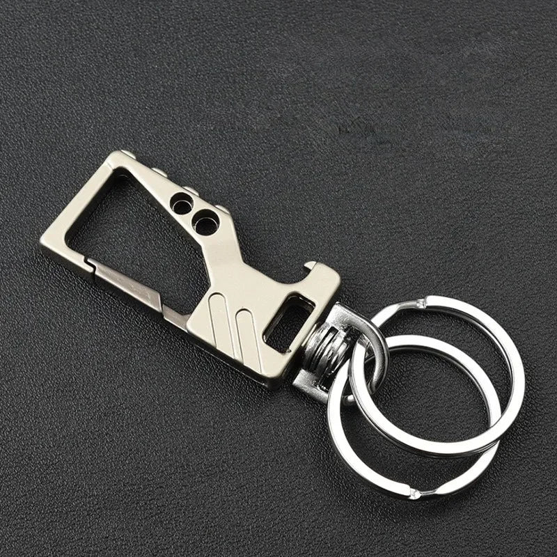Heavy Duty Keychain Bottle Opener Carabiner | Metal Key Ring for Men and Women close-up view