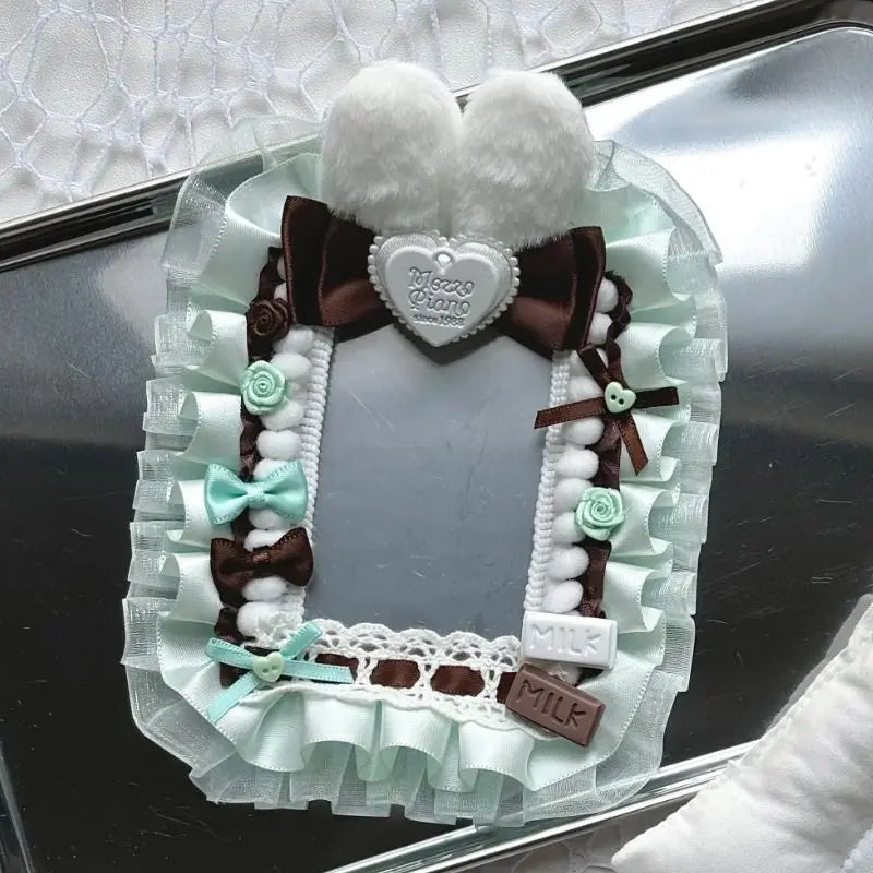Cute Rabbit Ears Lace Ribbon Badge Holder Itabag Decoration Fill Badge Holder Handmade B detail view