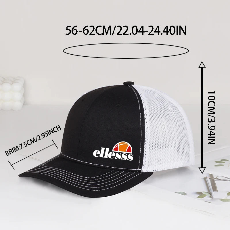 Breathable Mesh Trucker Hat with Ellessss Print | Adjustable Snapback for Outdoor Sun alternate view