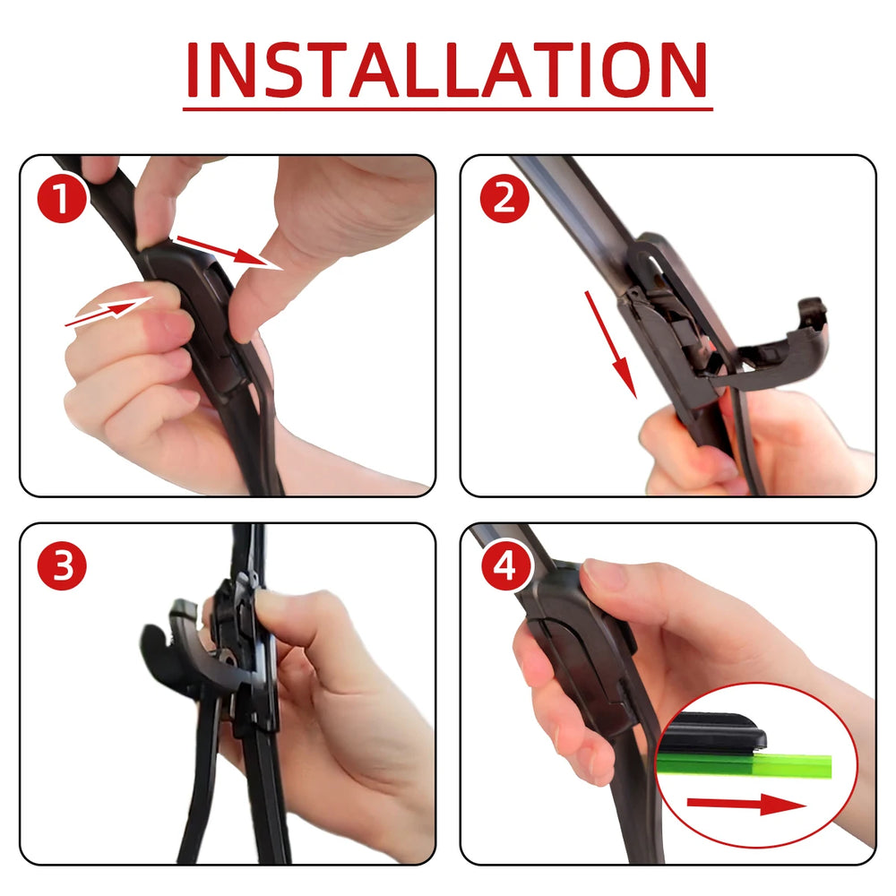 1PC Car Windshield Wiper Blades Hook Universal Soft Rubber Frameless Bracketless Ca additional angle