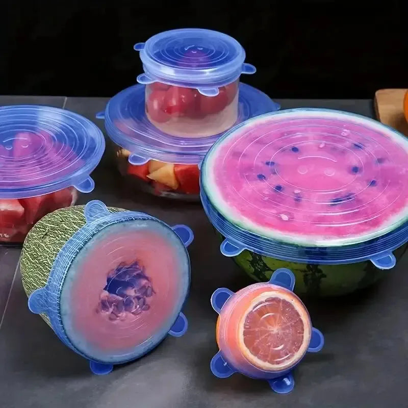 6pcs Reusable Silicone Stretch Lids For Food Bowls - Multifunctional Fruit And Vegeta alternate view