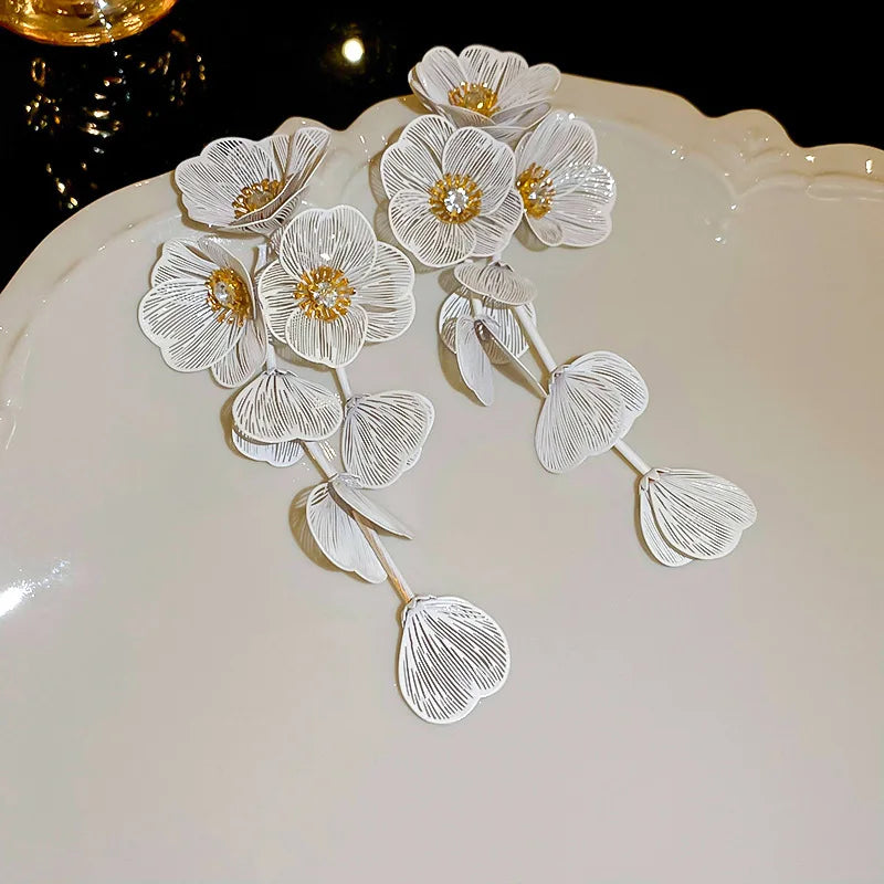 Flower Petal Tassel Earrings | Lightweight Acrylic Drop Earrings additional angle