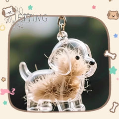 Hot Clear Puppy Hair Memorial Keepsake Capsule Pet's Dog Fur Container DIY Pendant Key close-up view