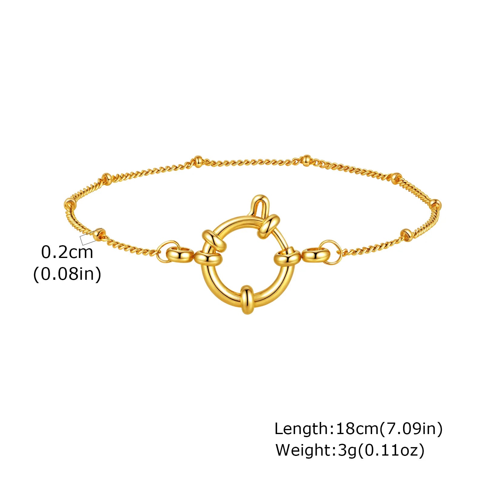 Vnox Square Chain Bracelet | Gold Stainless Steel Round Bubble Link Jewelry for Wom additional angle