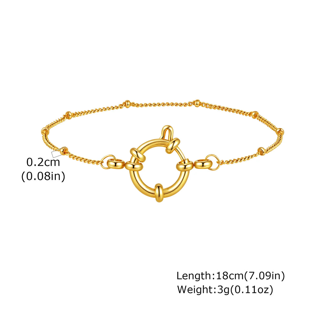 Vnox Square Chain Bracelet | Gold Stainless Steel Round Bubble Link Jewelry for Wom additional angle
