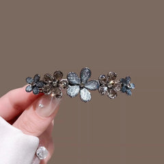 Elegant Crystal Flower Hairpin Spring Clip High-end Women's Back of Head Half-tied Hair Clip Girls Korean Style Hair Accessories