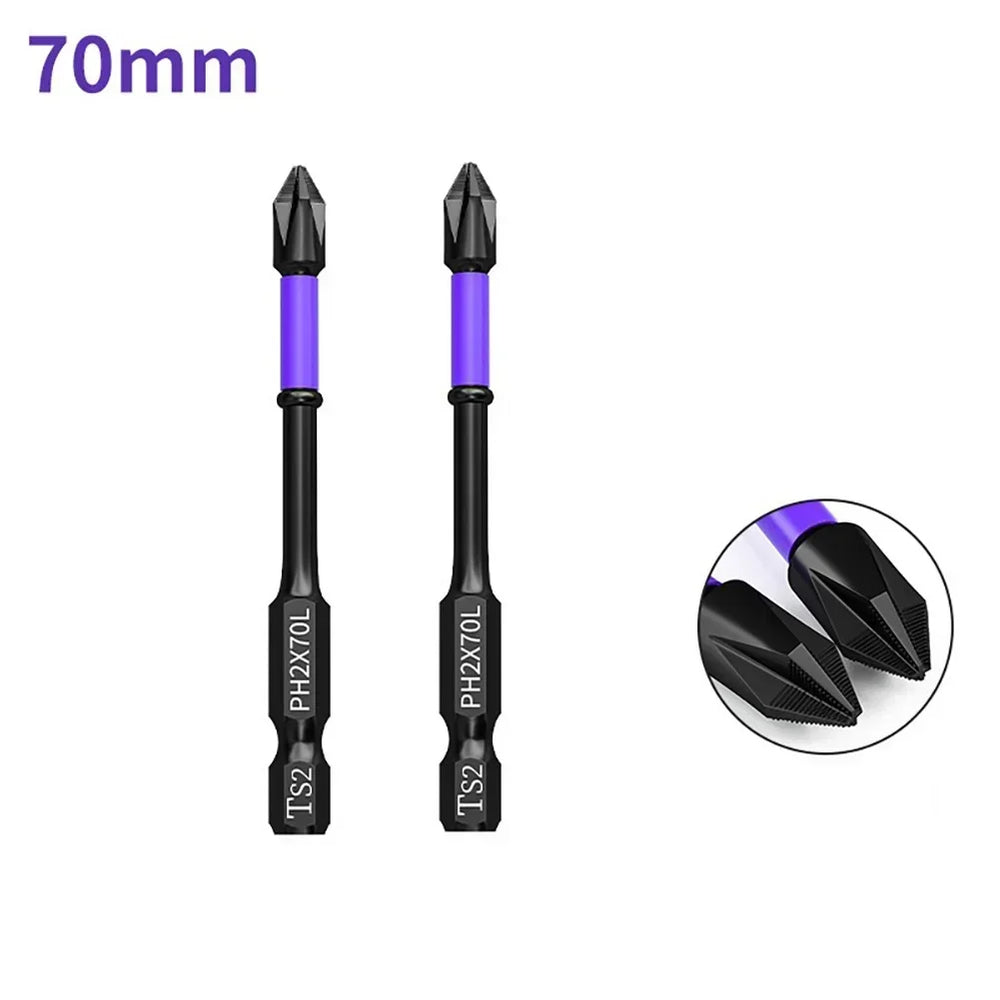 2Pcs Magnetic Batch Heads PH2 Cross Bits | Non-Slip for Screwdrivers and Hand Drill additional angle